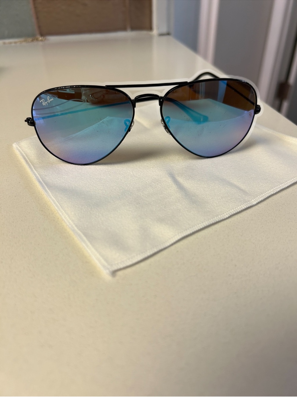 Ray-Ban Aviator Sunglasses with Blue and Purple Mirrored Lenses